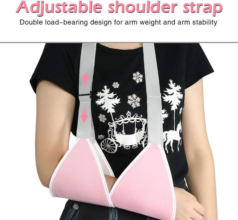 woobles Arm Sling, 2 Colors Adjustable Children Adult Arm Sling Shoulder Support Sprain Fracture Brace Strap for Arm and Upper Arm Fracture, Shoulder Joint Injury(Pink) - Image 3